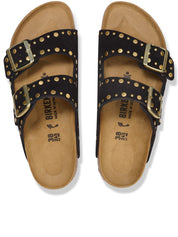 Arizona Rivet Black Suede Studded Sandals