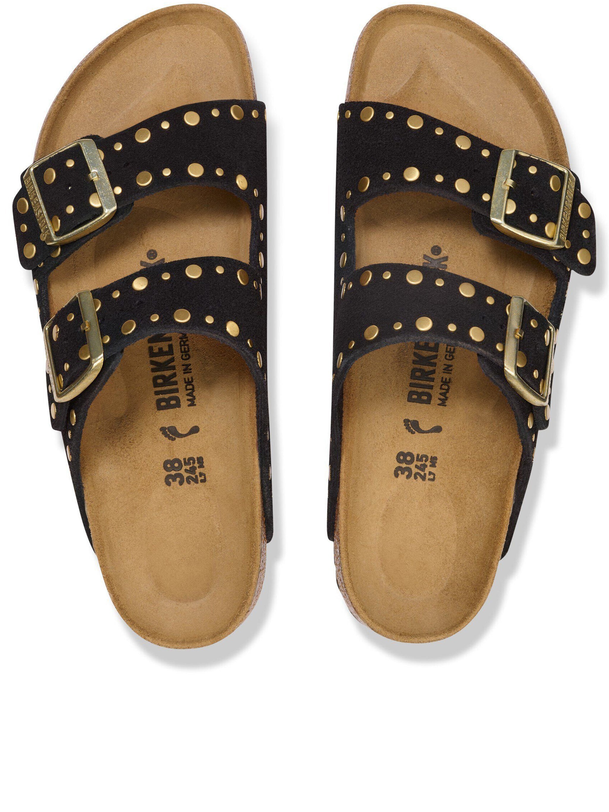 Arizona Rivet Black Suede Studded Sandals