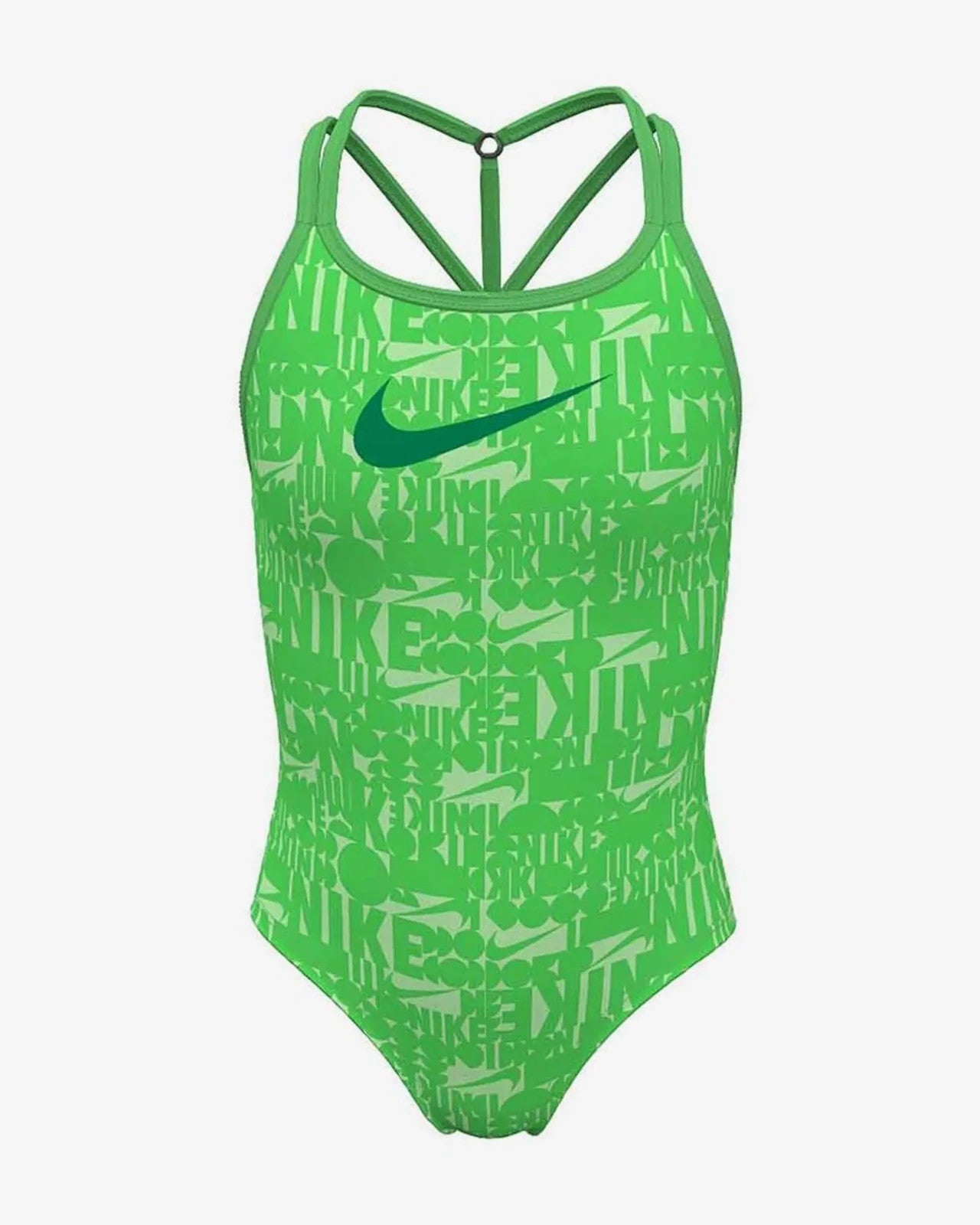 Girls Nike Swim Retro Flow Swimsuit Green Stretch One-Piece T-Back SRT341