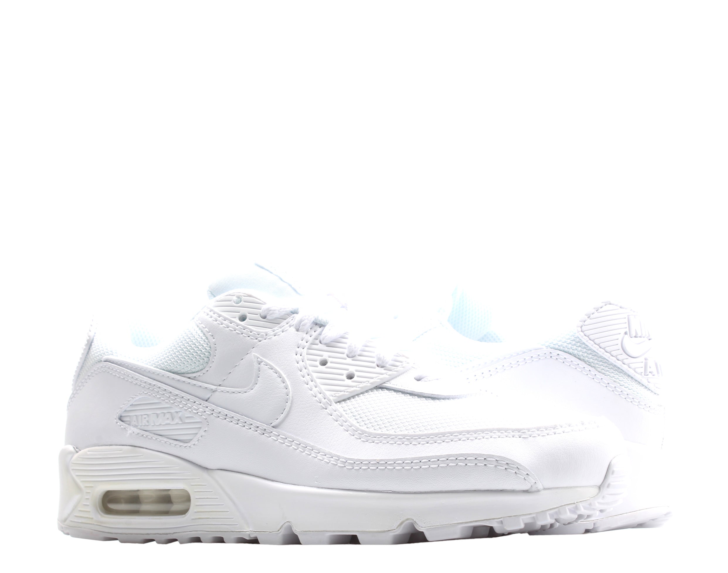 Men's Nike Air Max 90 Triple White/White-Wolf Grey Running Shoes CN8490-100