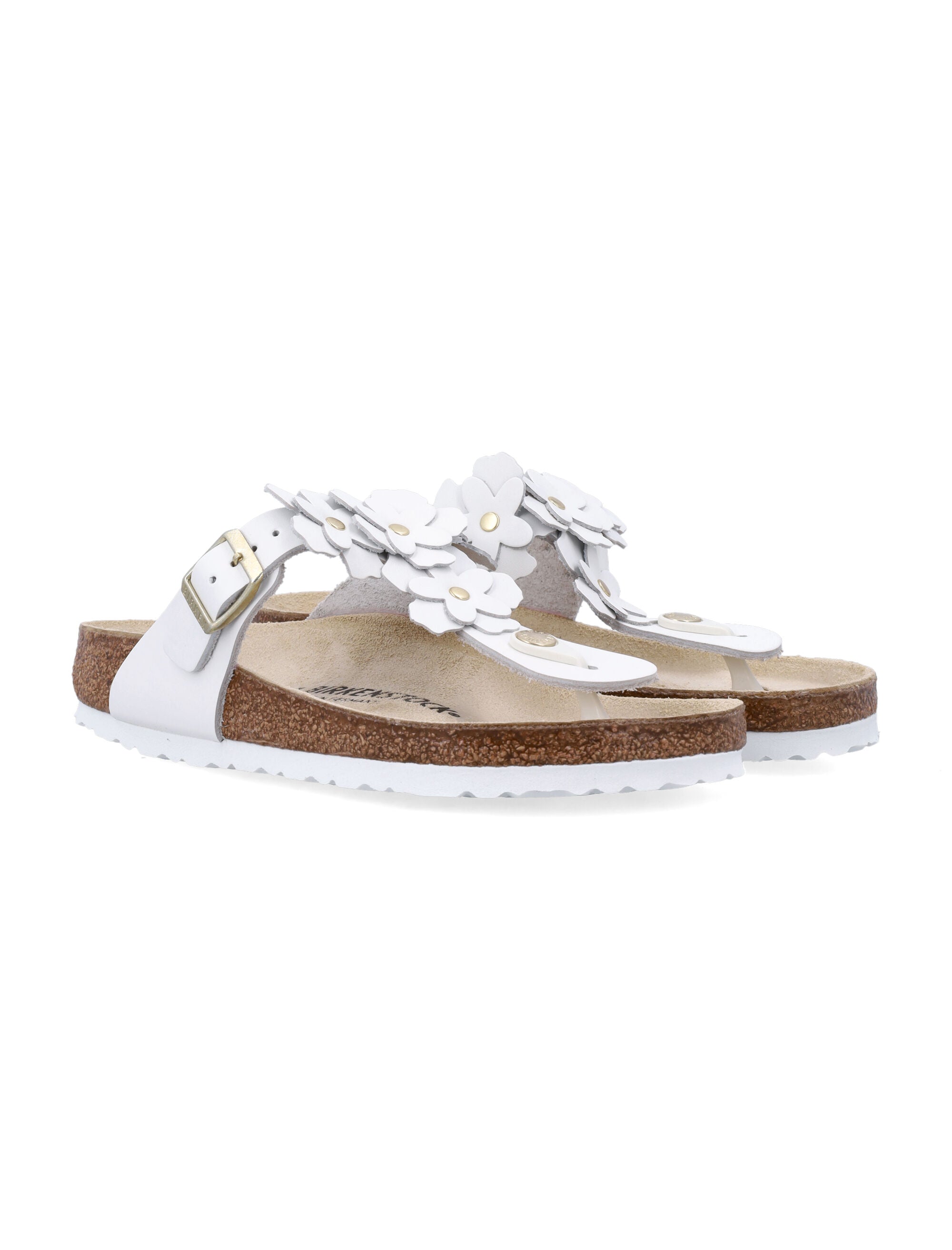 Gizeh Floral Applique Leather Sandals