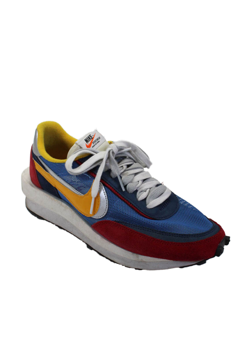 Nike Sacai Mens Low Top Lace Up LD Waffle Sneakers Varsity Blue Yellow