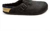 Men's Boston Shearling Suede Clogs In Black