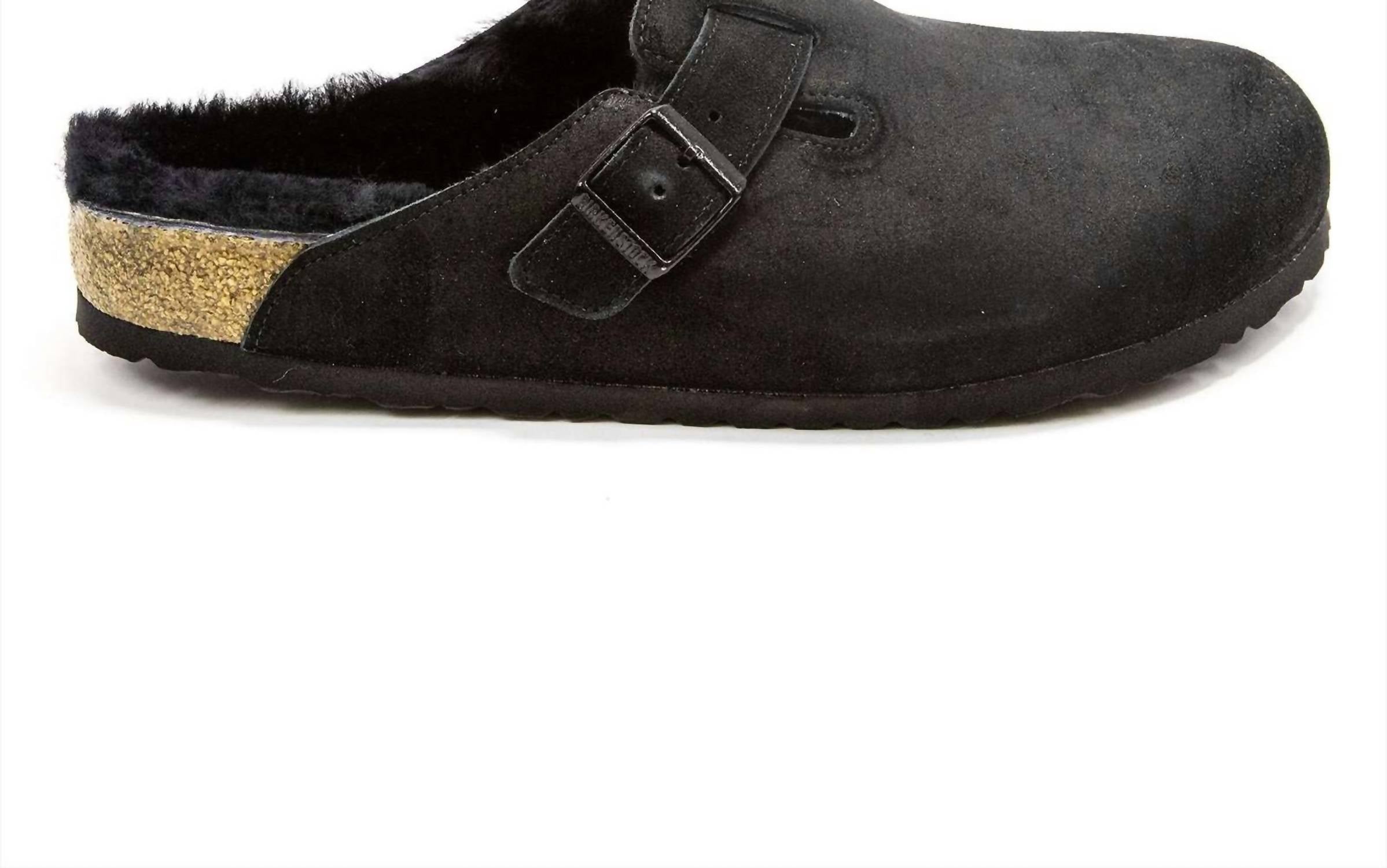 Men's Boston Shearling Suede Clogs In Black