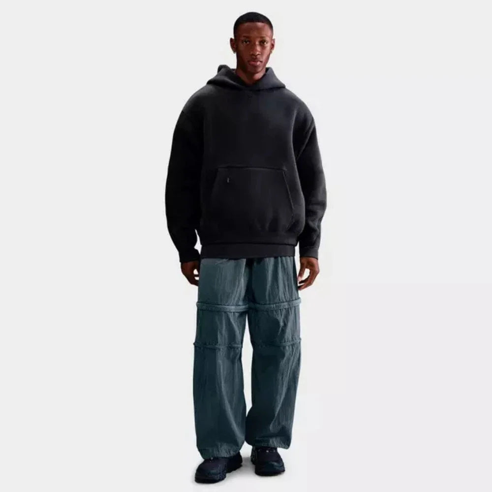 Nike Tech Oversized Fleece Hoodie Mens Gray Kangaroo Pocket Pullover JAX1056