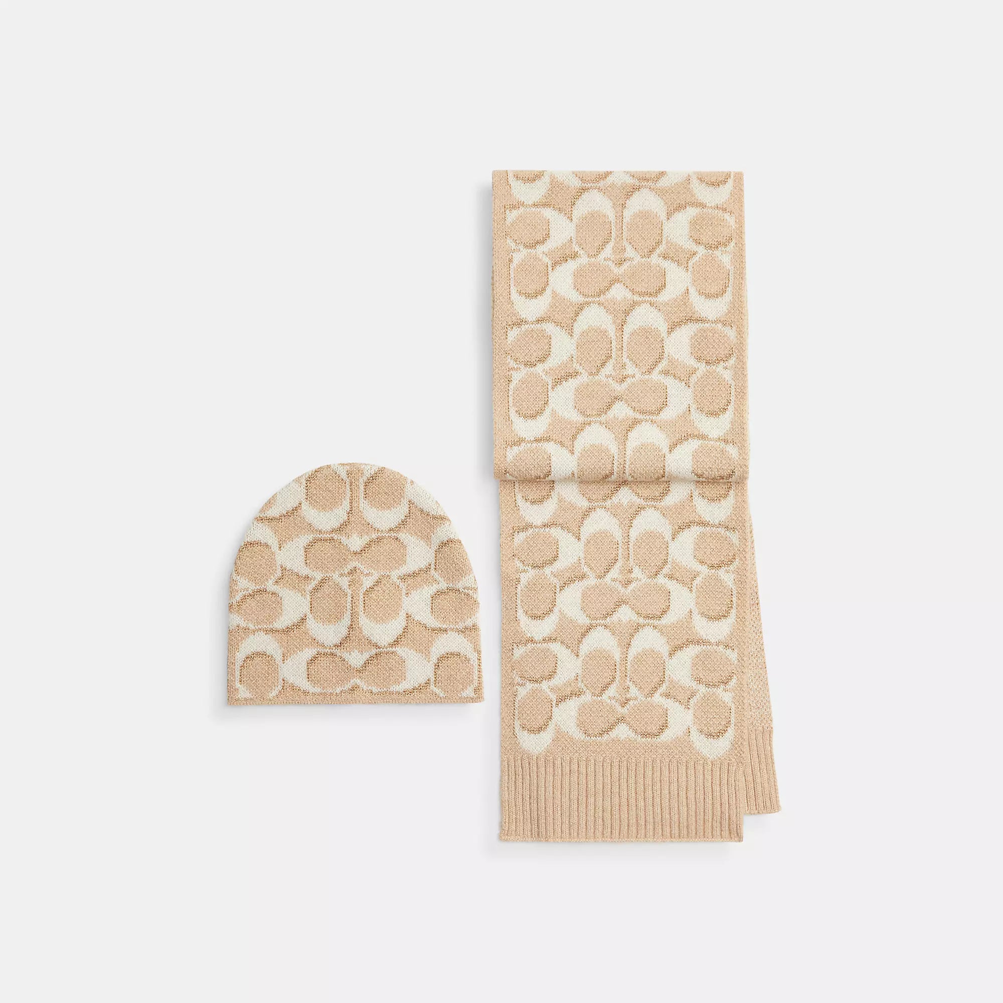 Coach Outlet Signature Metallic Beanie And Muffler Gift Set