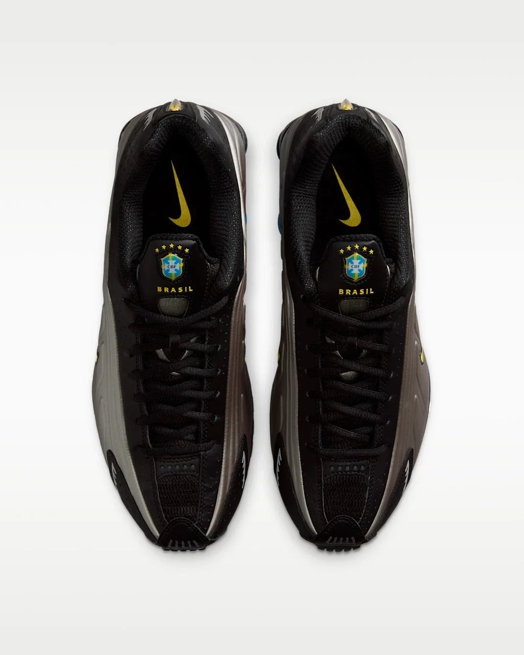 Nike Shox R4 "Brazil" IO8134-001 Men's Black Metallic Pewter Soccer Shoes MEW778