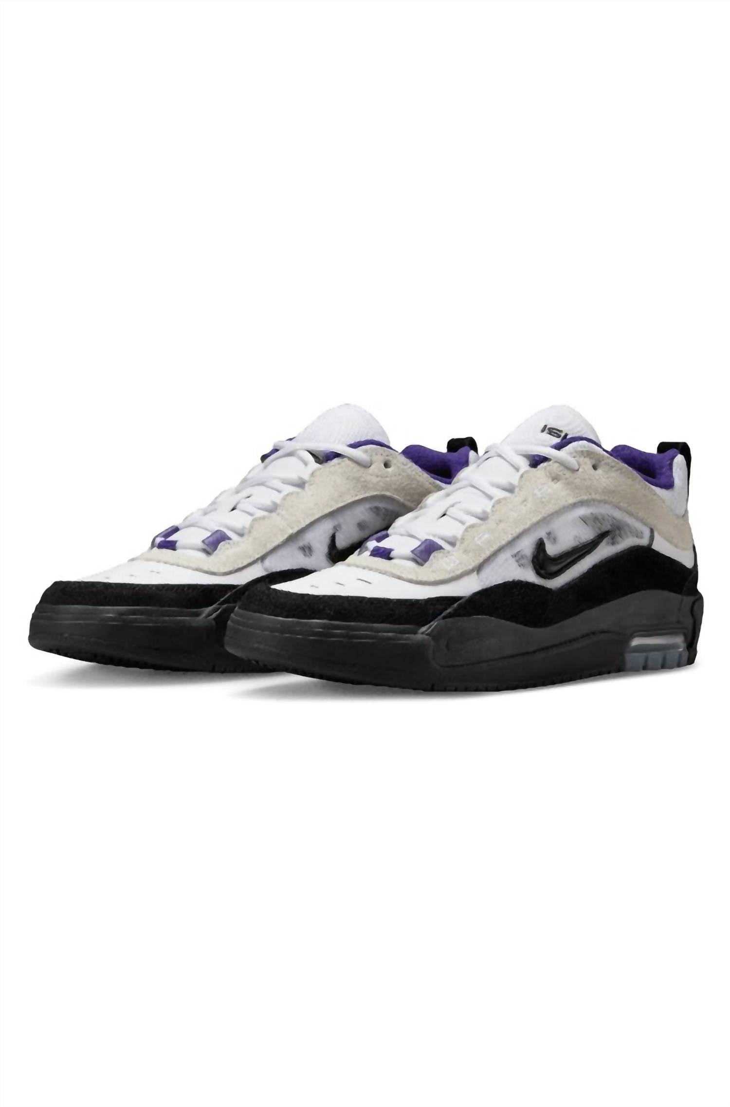 Men's Air Max Ishod Shoes In White/ Black/ Court Purple
