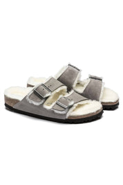 Unisex Arizona Fur Sandals In Stone Coin