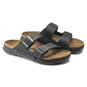Men's Arizona Crosstown Oiled Leather Sandals In Black