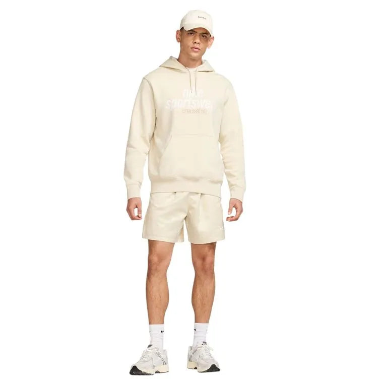 Men's Nike Club Fleece Pullover Hoodie - Lt Khaki/Sail
