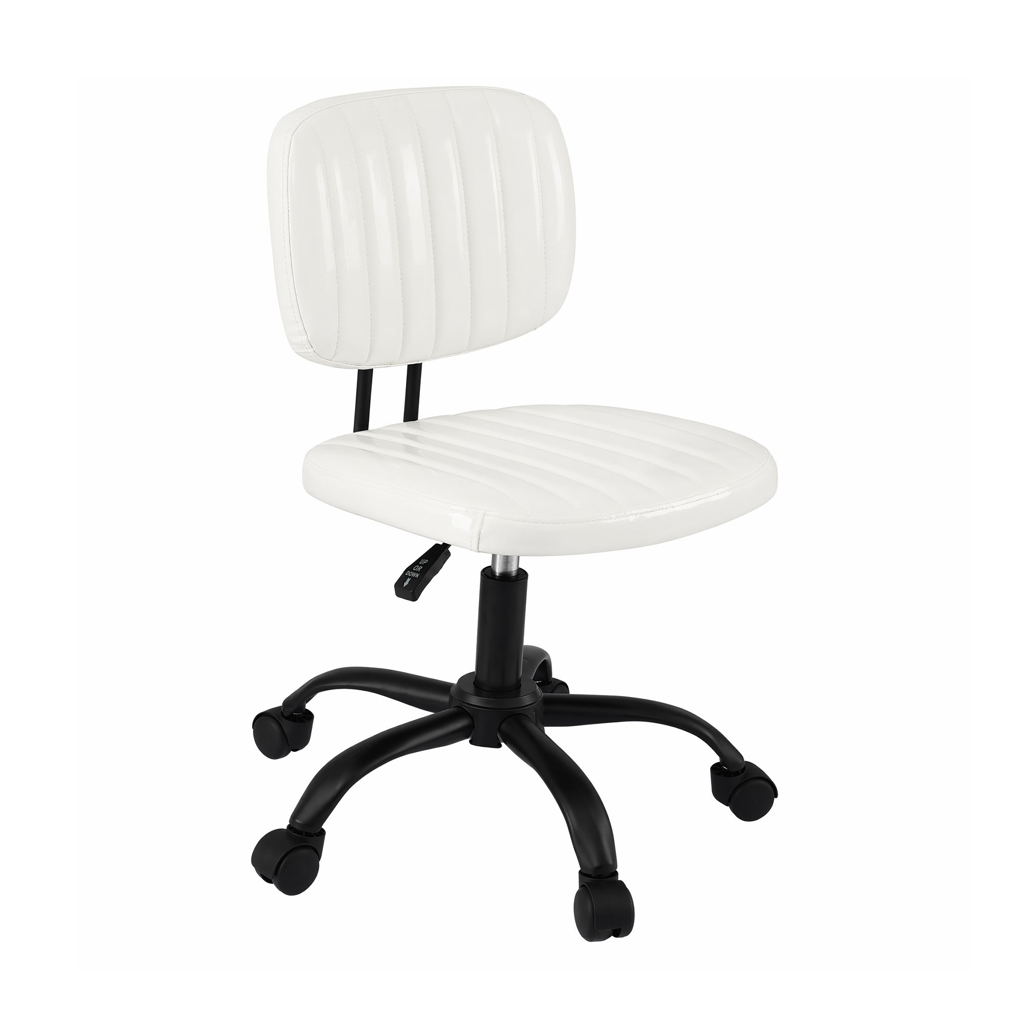 Artiss Armless Office Chair Ergonomic Swivel Home Office Desk Chair PU Leather White