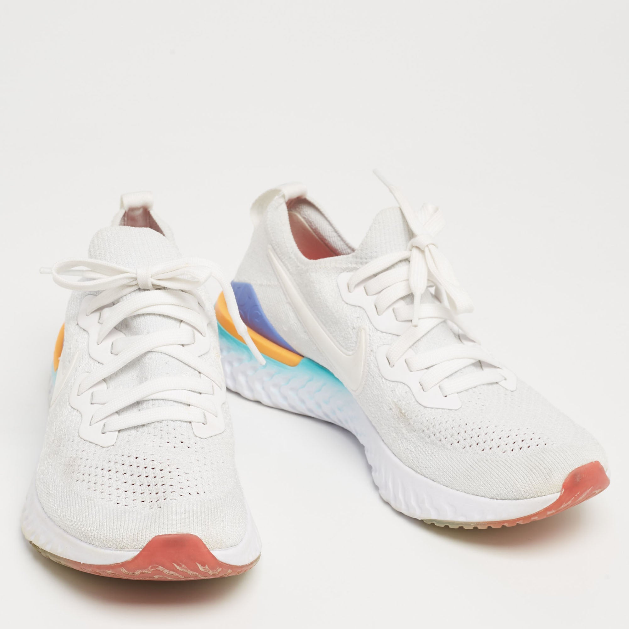 Nike Epic React White Knit Fabric Low Top Sneakers