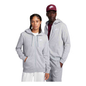 WOMENS NIKE SPORTSWEAR CLUB FLEECE FULLZIP HOODIE_DK GREY HEATHER/WHITE