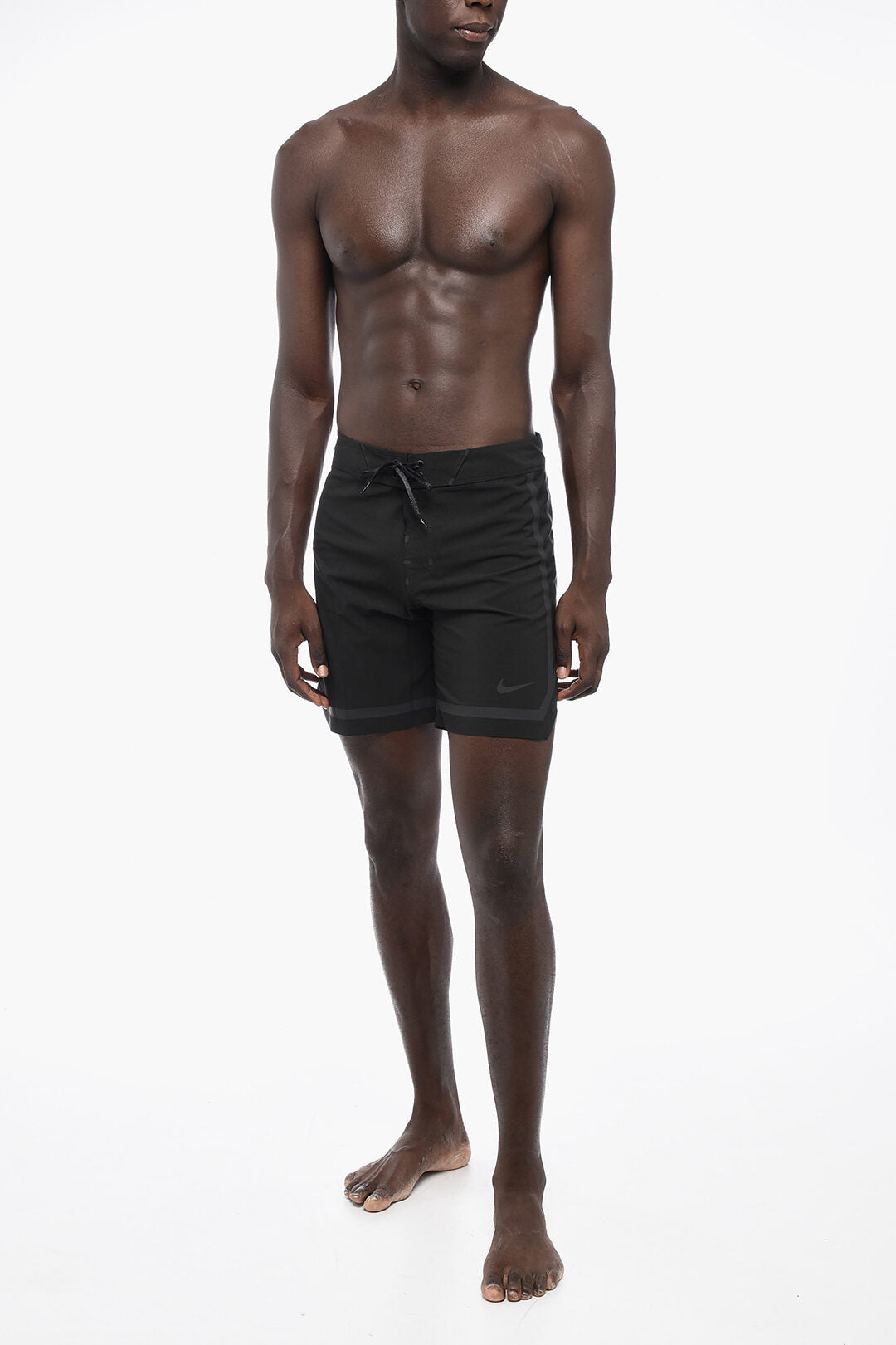 Stretch-Fabric Boxer Swim Trunks