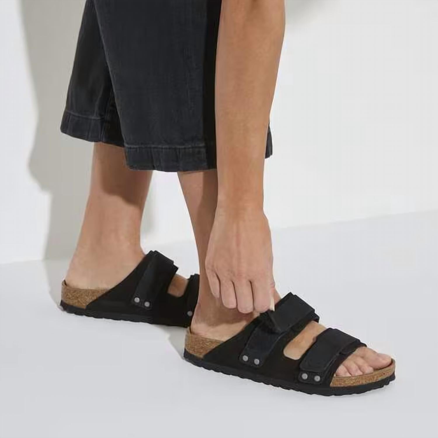 Women's Uji Nubuck Suede Leather Sandals In Black