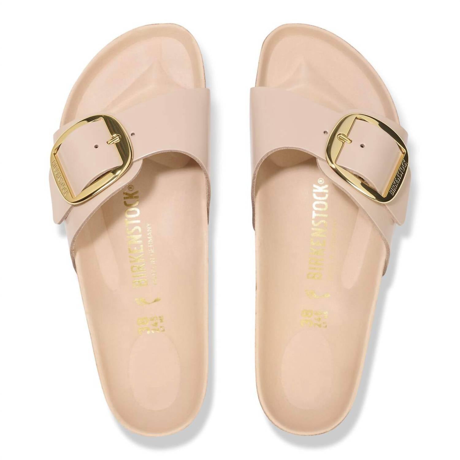 Women's Madrid Big Buckle Sandals - Narrow In High-Shine New Beige