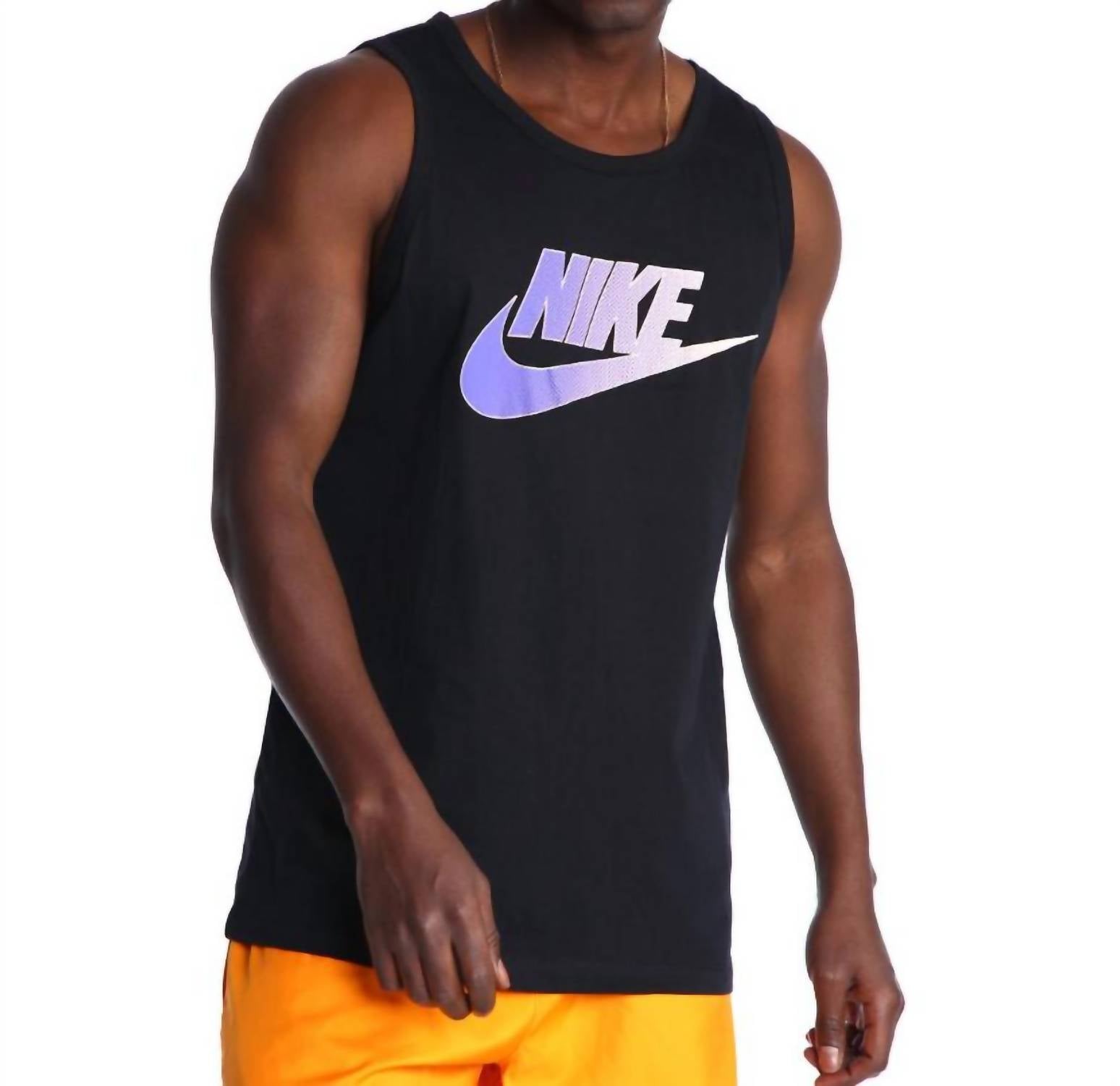 Men's Logo Swoosh Tank Top In Black Fade Purple