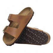 Unisex Arizona Oiled Leather Sandal In Cognac