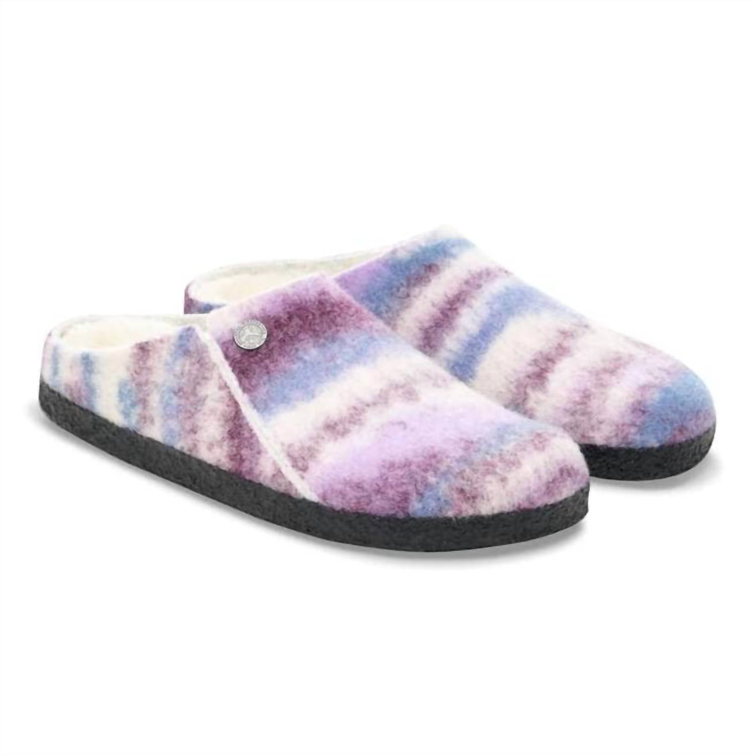Unisex Zermatt Rivet Slippers In Dyed Stripes Mauve