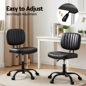 Artiss Armless Office Chair Ergonomic Swivel Home Office Desk Chair PU Leather Black