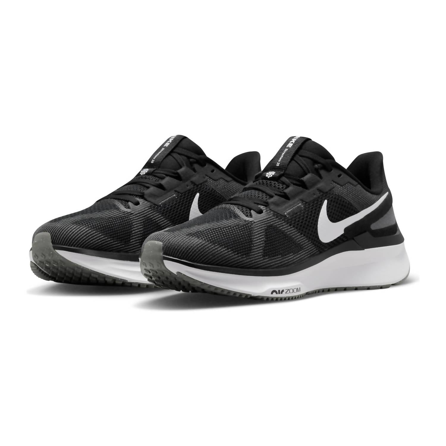 Men's Structure 25 Road Running Shoes In Black/white/dark Grey