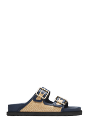 Natural Raffia Arizona Gold-Tone Sandals