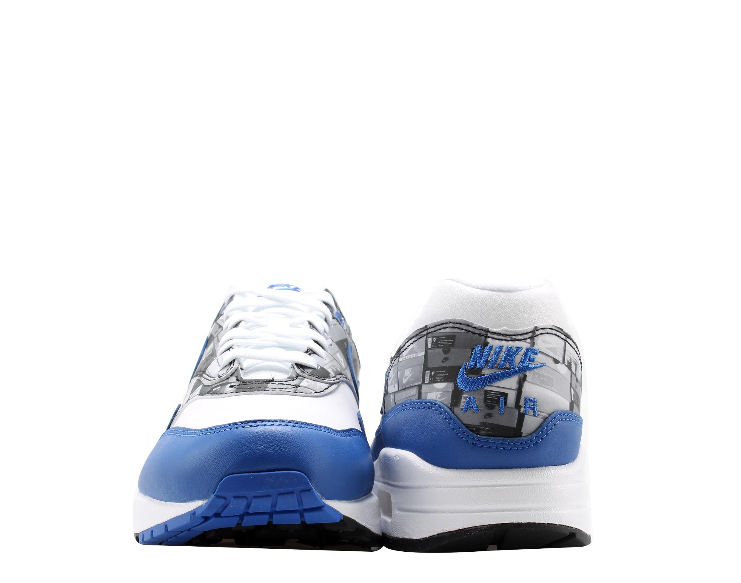Men's Nike Air Max 1 Print White/Game Royal/Grey Running Shoes AQ0927-100