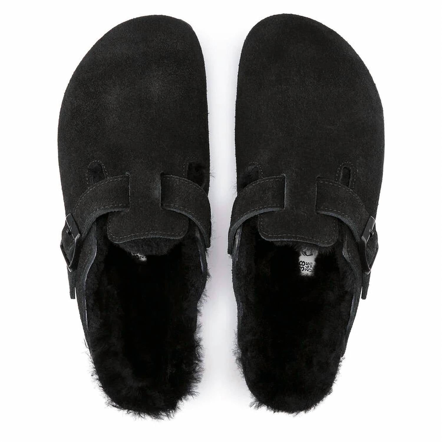 Unisex Boston Shearling Clog In Black Suede