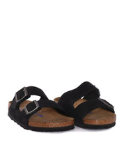 Black Arizona Nubuck Leather Slide Sandal