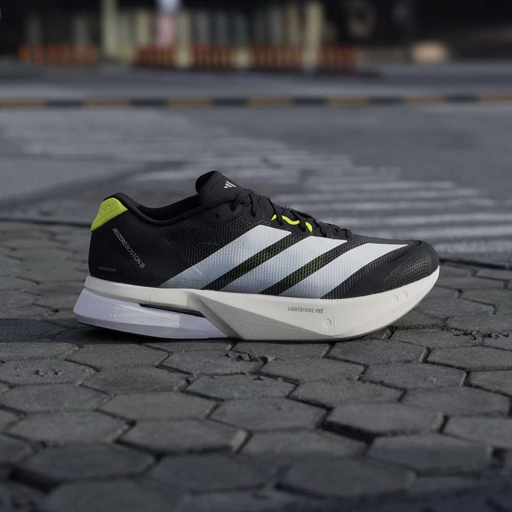 Men's Adizero Boston 13 Running Shoe - Core Black/Footwear White/Solar Yellow - Regular (D)