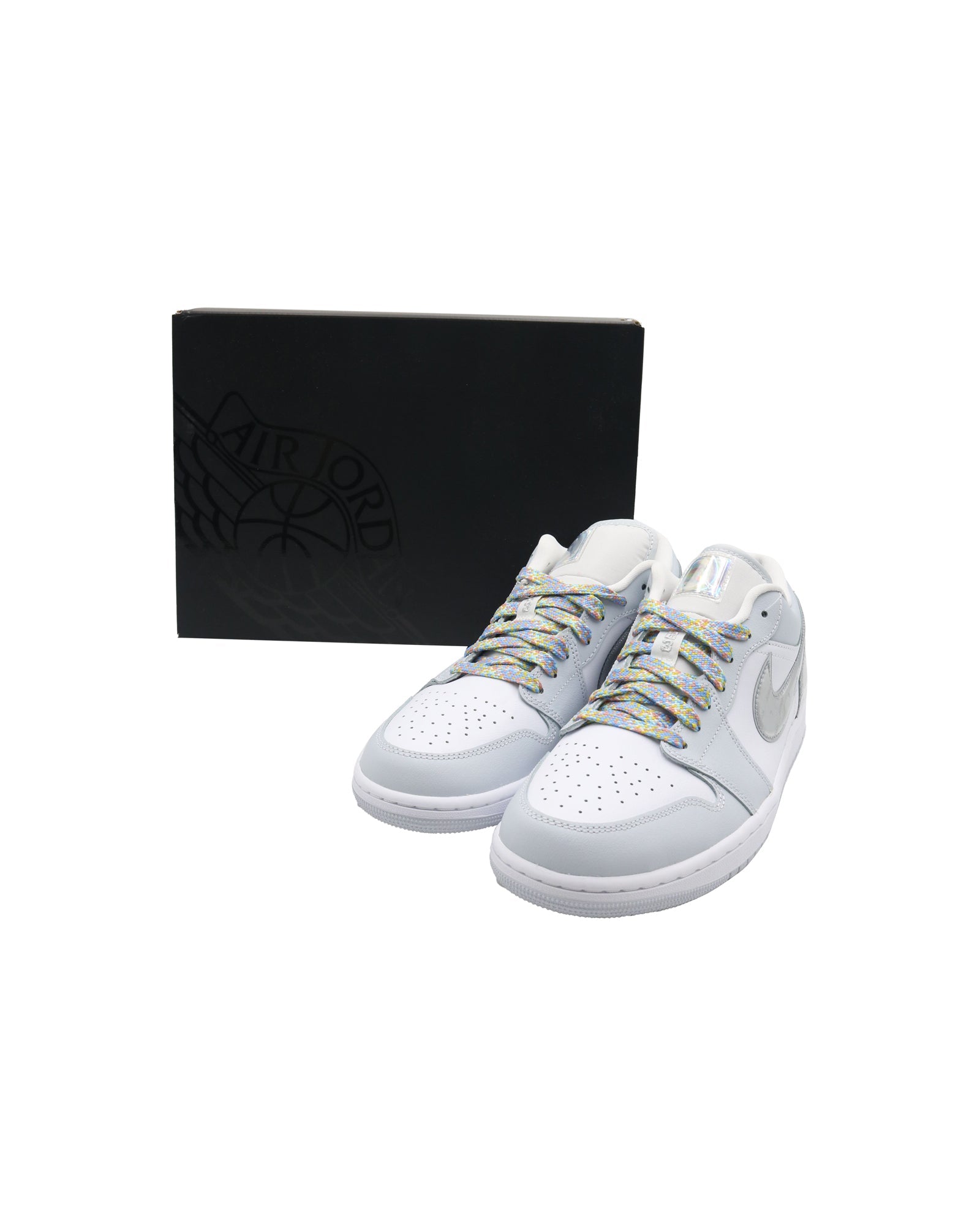 Nike Air Jordan 1 Low SE "Tear Away"  Sneakers in Silver Leather