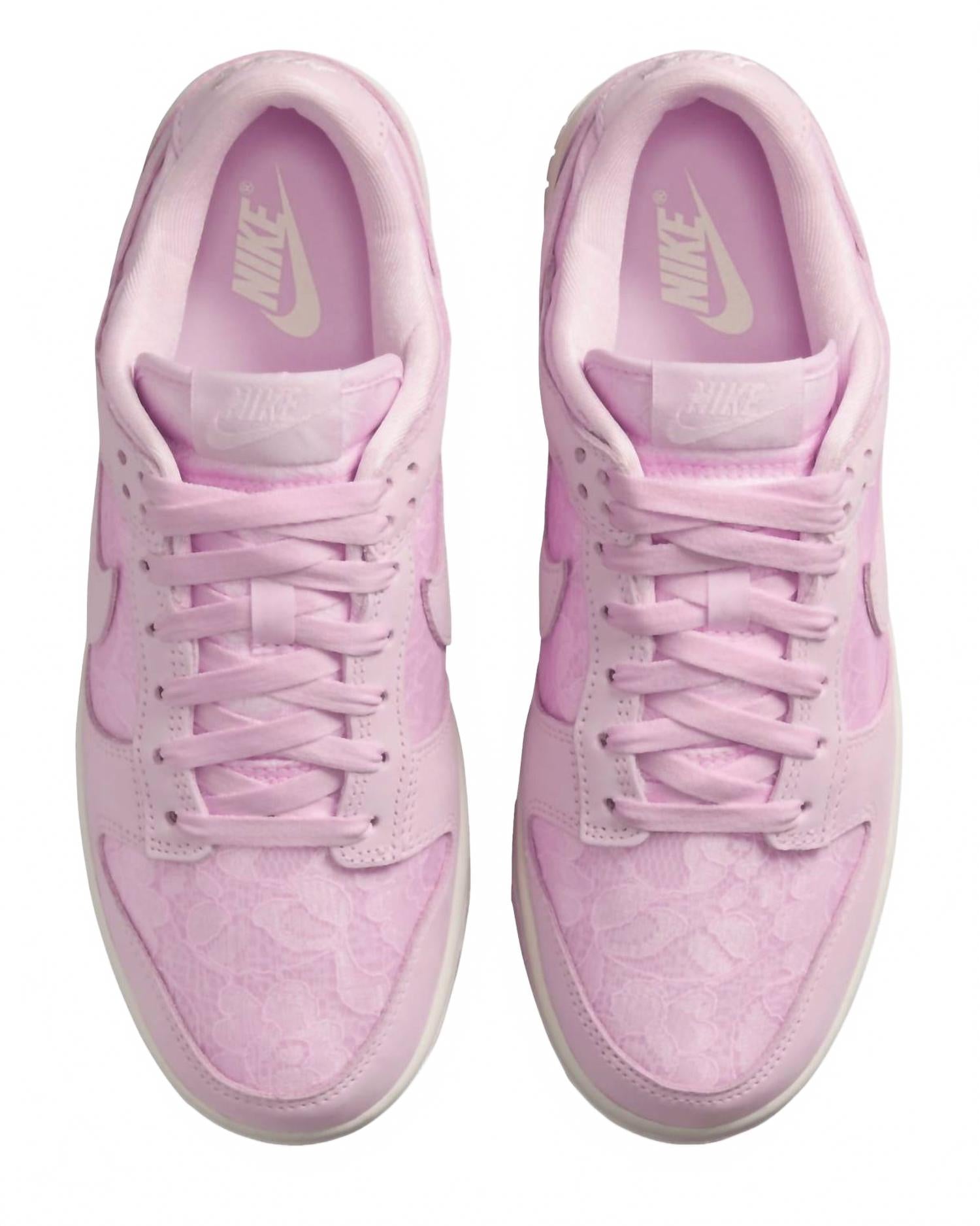 Women's Dunk Low Shoes In Pink Lace