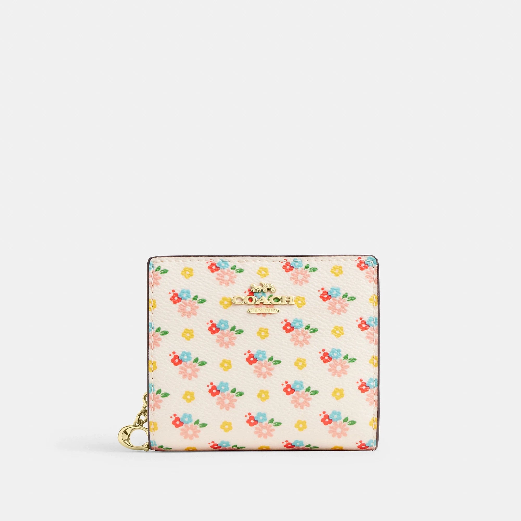 Coach Outlet Snap Wallet With Floral Print And Charm