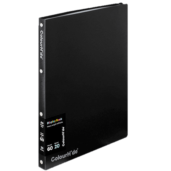 10 Pack Colourhide Refillable Display Book 20 Pockets Medium Weight A4 Black