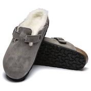 Women's Boston Shearling Clog - Narrow In Stone Coin