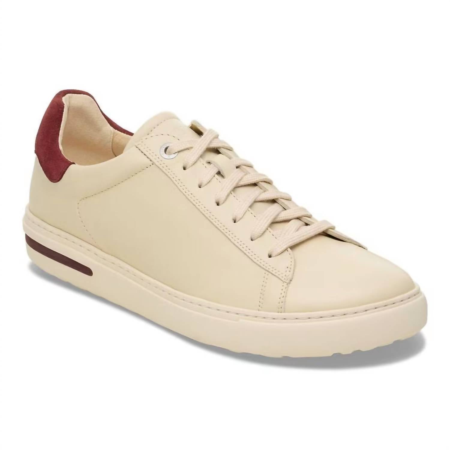Women's Bend Low Leather Sneakers In Eggshell / Zinfandel