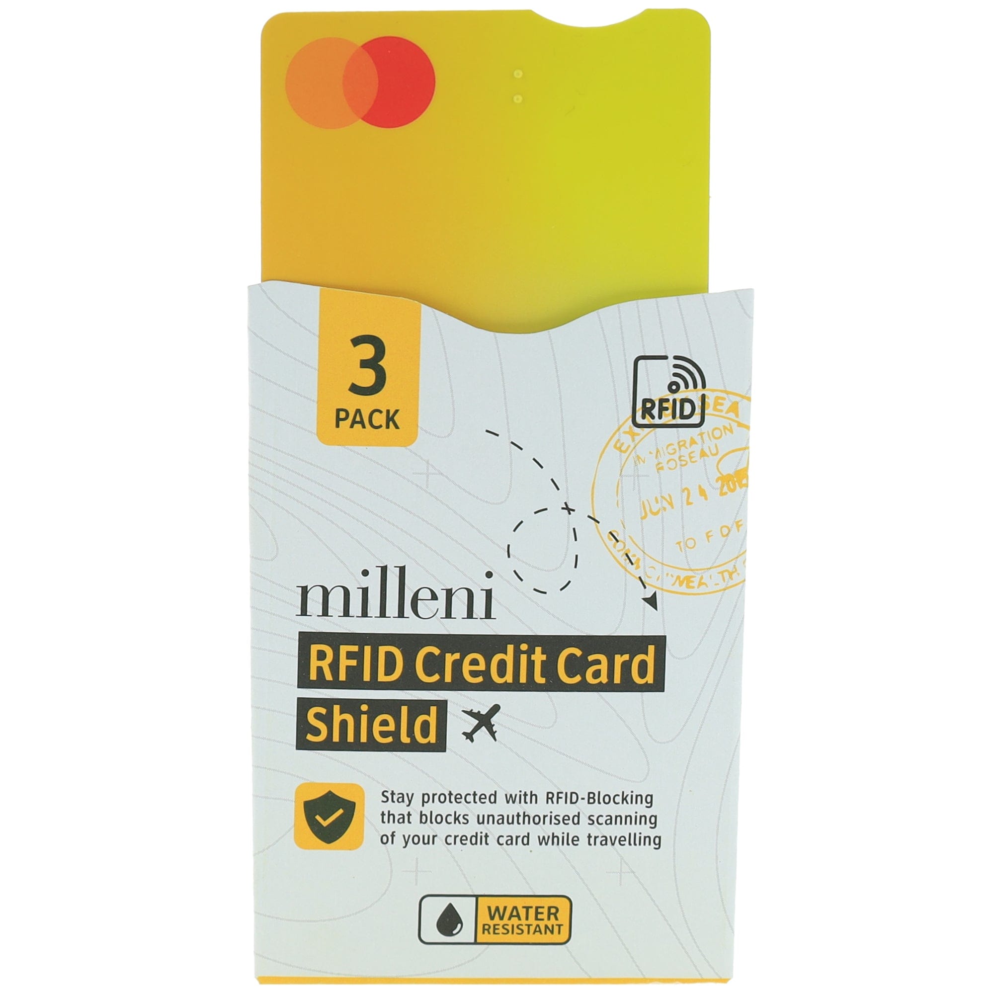 3PK Milleni Travel RFID Credit Card Shield Water/Tear Resistant White