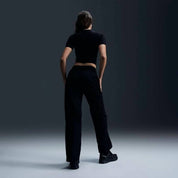 Women's Wind Runner High Waisted Woven Open Hem Pants In Black