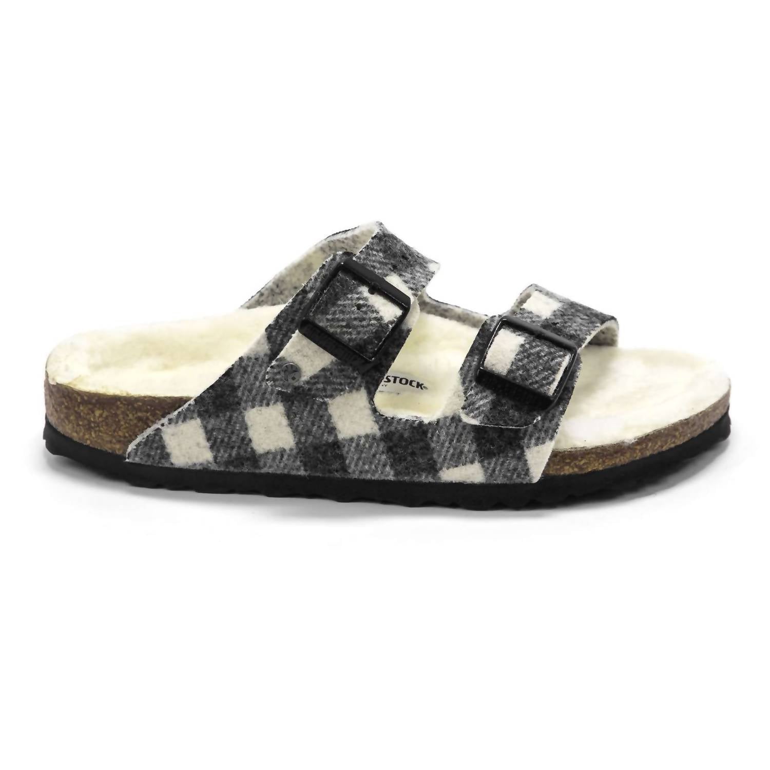Men's Arizona Rivet Wool Felt Sandals In Plaid White