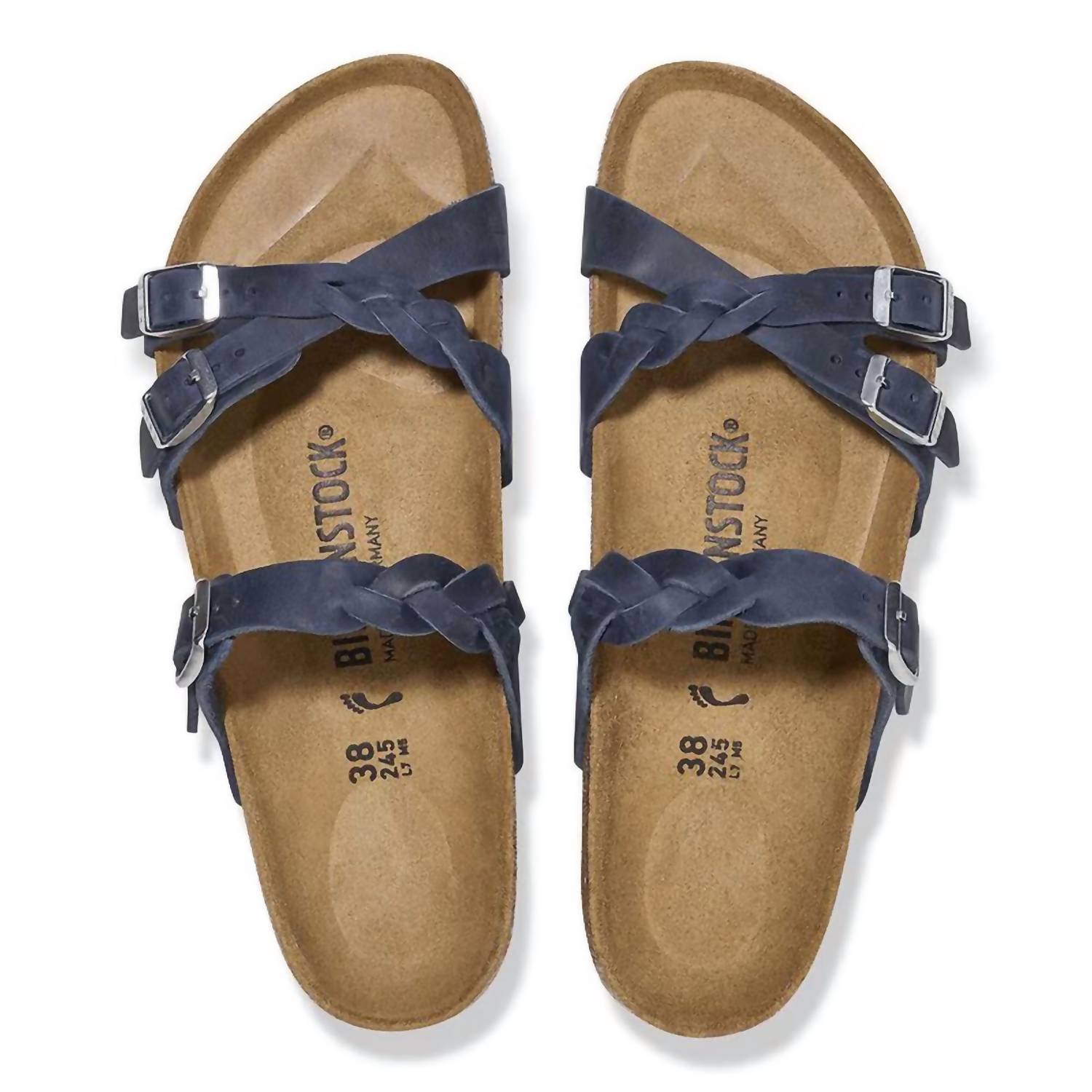Women's Franca Braided Sandal In Navy Oiled Leather