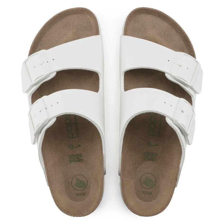 Women's Birkenstock Arizona 1018581 Slide Sandals White Grooved Platform NR9231