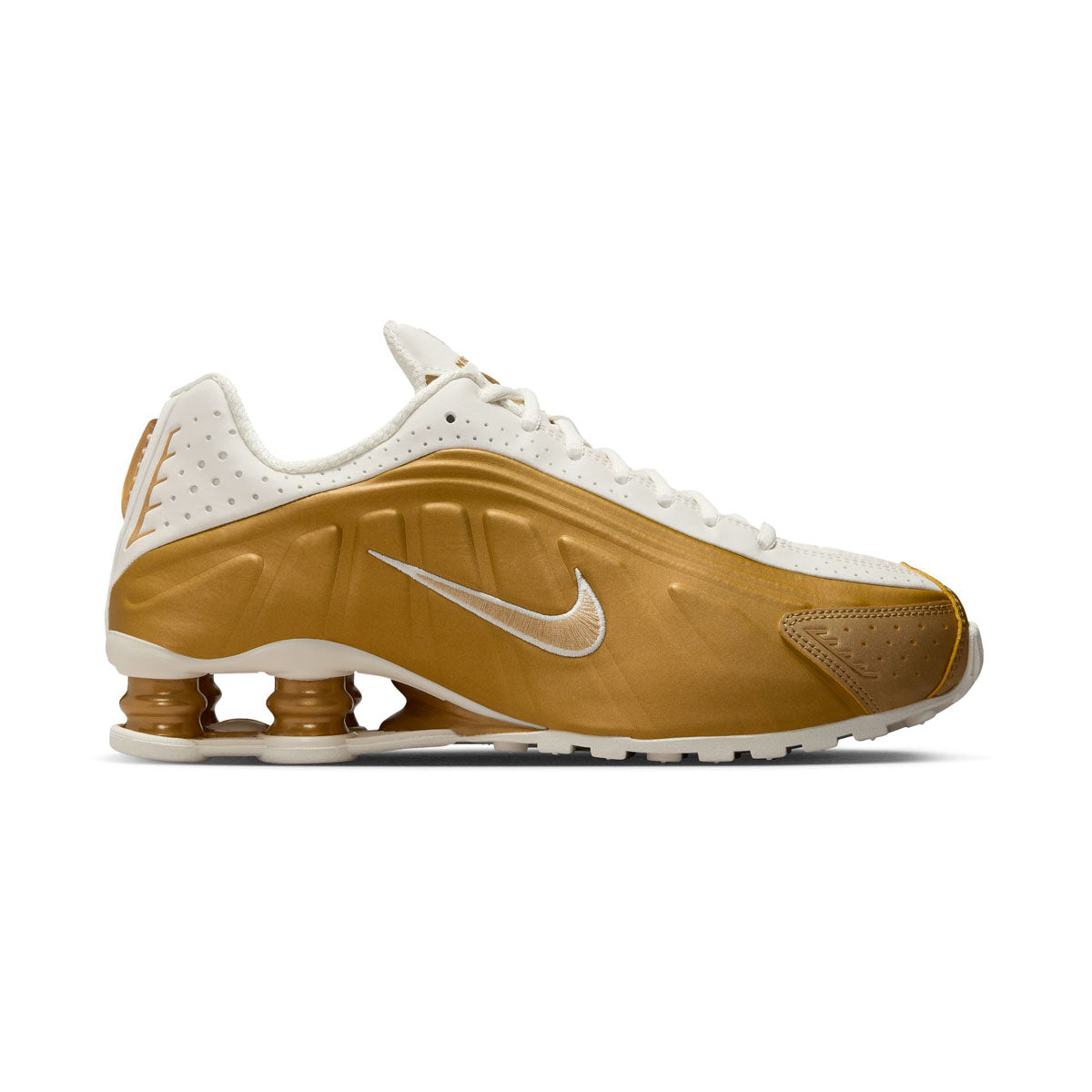 WOMENS NIKE SHOX R4-SOFT PEARL/METALLIC GOLD-AR3565-010