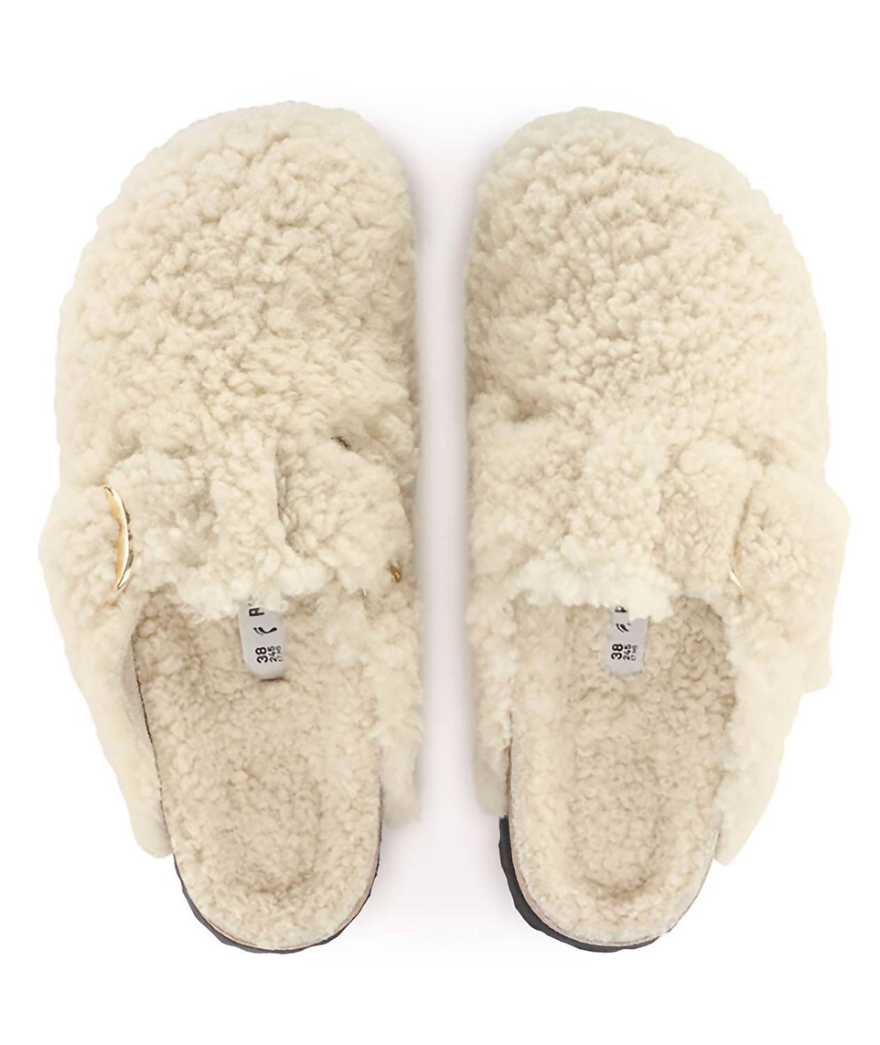 Women's Boston Big Buckle Shearling Clog - Narrow In Eggshell