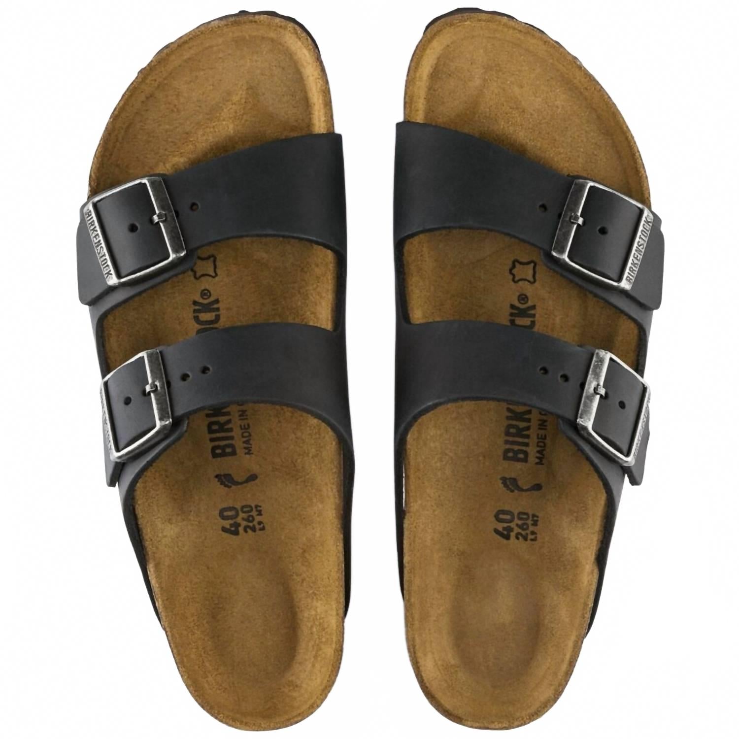 Unisex Arizona Oiled Leather Sandal In Black