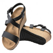 Women's Sibyl Ring-Buckle Wedige Sandal - Narrow In Black