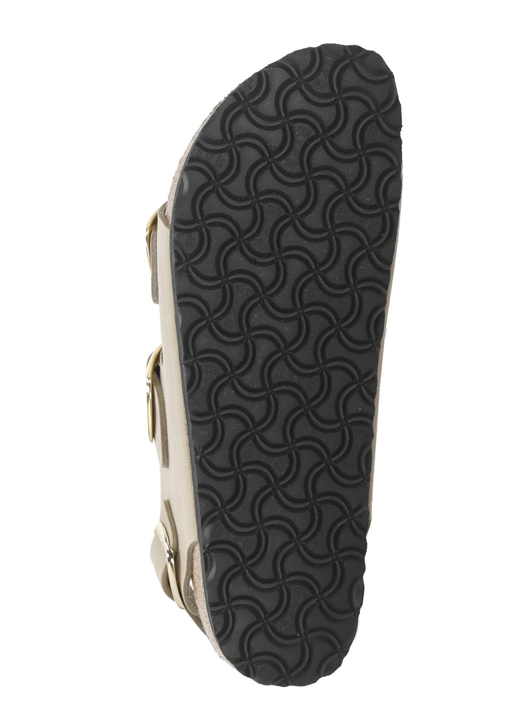Beige Milano Big Buckle Polished Leather Sandals
