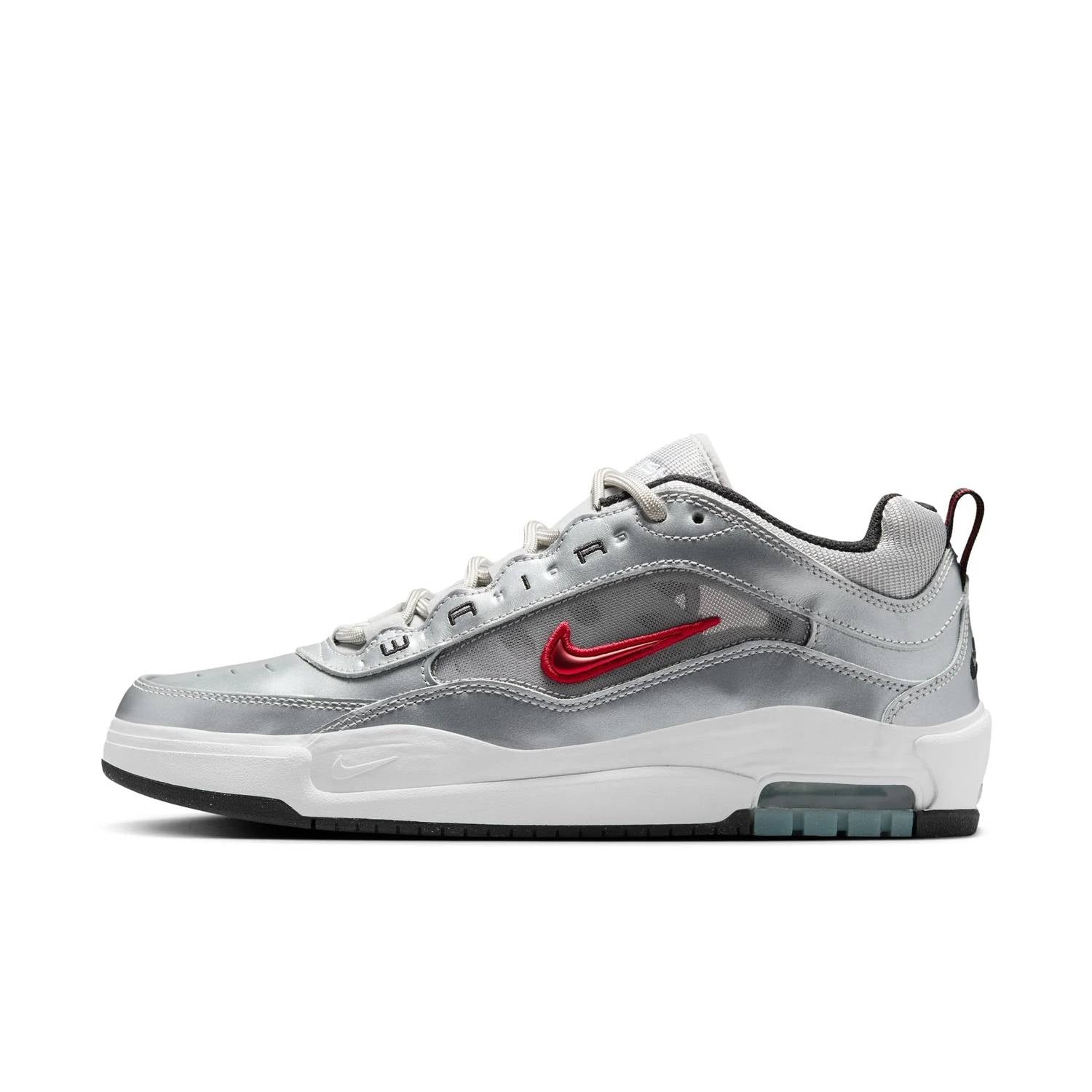 Men's Air Max Ishod Premium Sneakers In Metallic Silver, Varsity Red