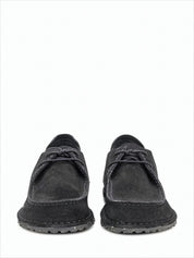Moccasin-Inspired Suede Sneakers with Textured Rubber Sole