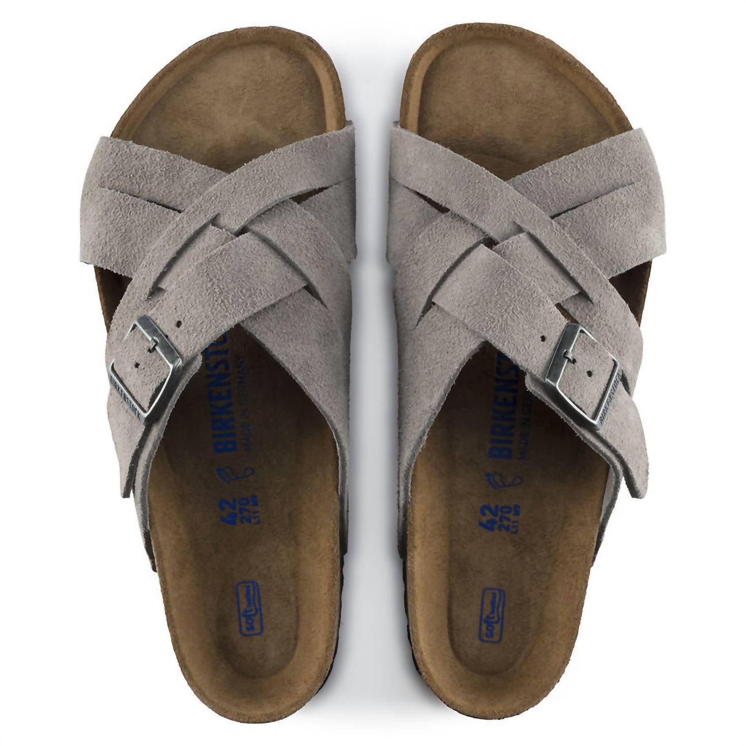 Unisex Lugano Suede Leather Sandal in Stone Coin